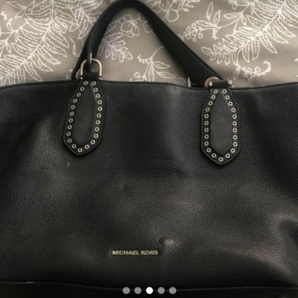 Michael Kors Brooklyn black leather tote with tassel and crossbody strap